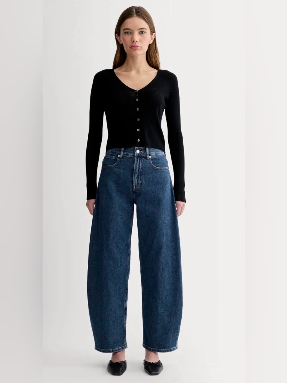 Everlane Way High Curv Jean Wide-Leg High-Rise Jeans in Dark Blue 28R